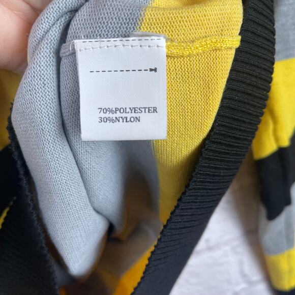 J5021 iClosam yellow, gray, and black striped crew neck sweater size 2XL - Picture 4 of 6